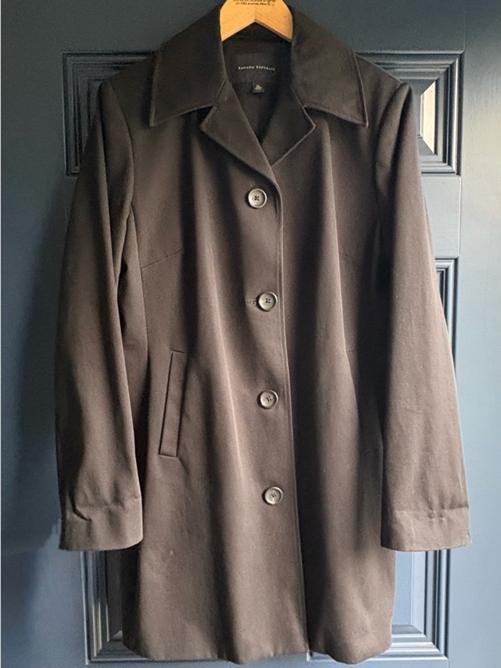 Banana Republic Womens Black Single-Breasted Water Resistant Coat